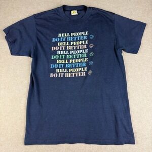 Vintage Velva Sheen Shirt Womens L Navy Bell People 80s Single Stitch USA